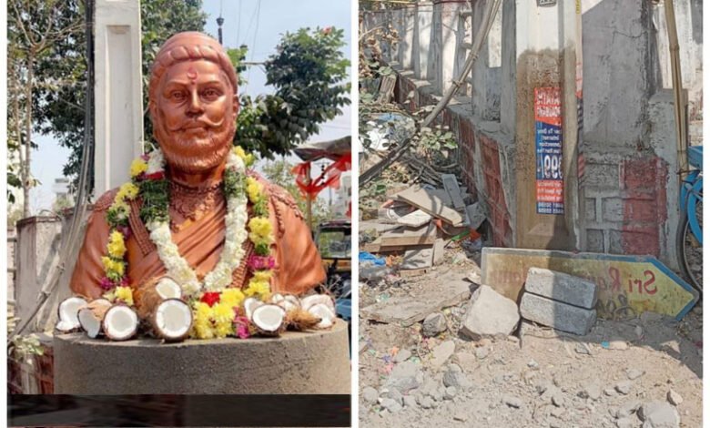 حیدرآباد: شیواجی کا مجسمہ ہٹانے پر بی جے پی ورکرس کی گڑبڑ