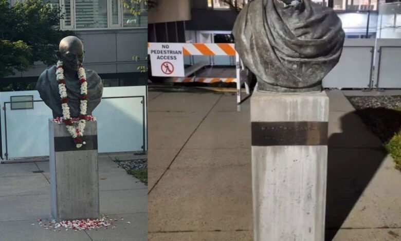 کینیڈا میں مہاتما گاندھی کے ایک اور مجسمہ کو نشانہ بنایا گیا