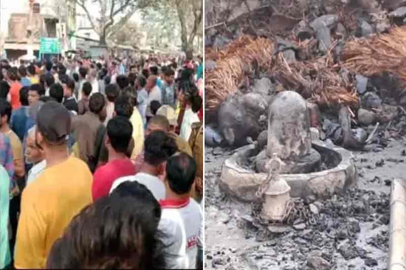 کشن گنج میں دو مندروں کو آگ لگا دی گئی