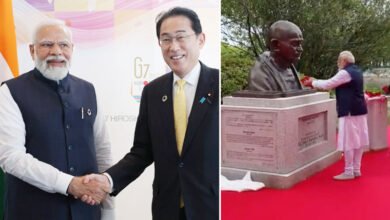 مودی کی جاپانی وزیر اعظم سے ملاقات، ہیروشیما میں گاندھی کے مجسمہ کی نقاب کشائی