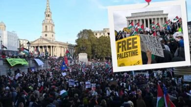 ’ہمیں کیا چاہیں آزادی‘، ’تیرا باپ بھی دے گا آزادی‘ جیسے نعروں کے ساتھ امریکہ میں فلسطینیوں کے حق میں احتجاجی مظاہرہ