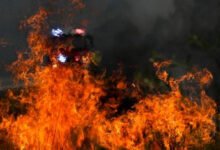 تلنگانہ کے ضلع جگتیال میں تین ایکڑ پر پھیلی گنے کی فصل کو آگ لگ گئی
