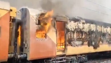 قاضی پیٹ ریلوے اسٹیشن میں مال بردارٹرین میں اچانک آگ لگ گئی