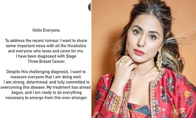 ٹیلی ویژن اسٹار حنا خان تیسرے مرحلہ کے بریسٹ کینسر میں مبتلا، اداکارہ کی انسٹاگرام اسٹوری وائرل