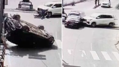 سکندرآباد میں سگنل توڑنے والی کار دوسری کار سے ٹکراکر اُلٹ گئی (ویڈیو وائرل)