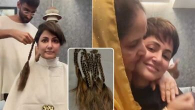 چھاتی کے کینسر میں مبتلا حنا خان نے اپنے بال کٹوالئے (ویڈیو)