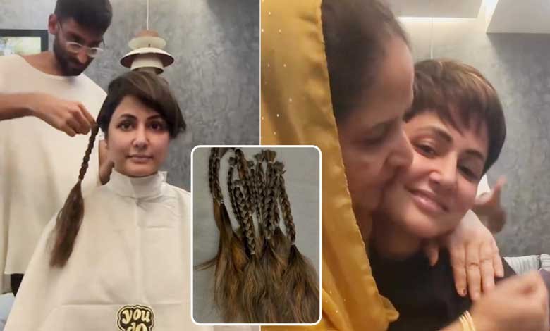 چھاتی کے کینسر میں مبتلا حنا خان نے اپنے بال کٹوالئے (ویڈیو)