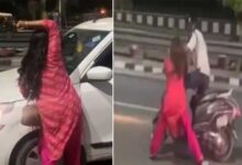 نشے میں دھت خاتون نے سڑک پر مچایا ہنگامہ، ویڈیو وائرل