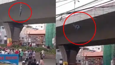 پلر نمبر 100 پر سنسنی خیز واقعہ، نشے میں دھت شخص تار سے لٹک گیا