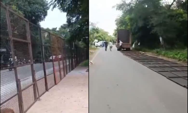 تلنگانہ کے وزیراعلی کا دورہ عثمانیہ یونیورسٹی۔لوہے کی جالیاں لگانے پر پراوین کمار کا اعتراض