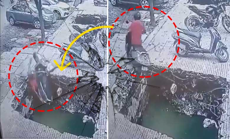 نوجوان سڑک کے کنارے موجود کھلے نالے میں جا گرا (ویڈیو)