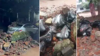 گولکنڈہ کے گرلز اسکول کی دیوار بارش کے باعث منہدم (ویڈیو)