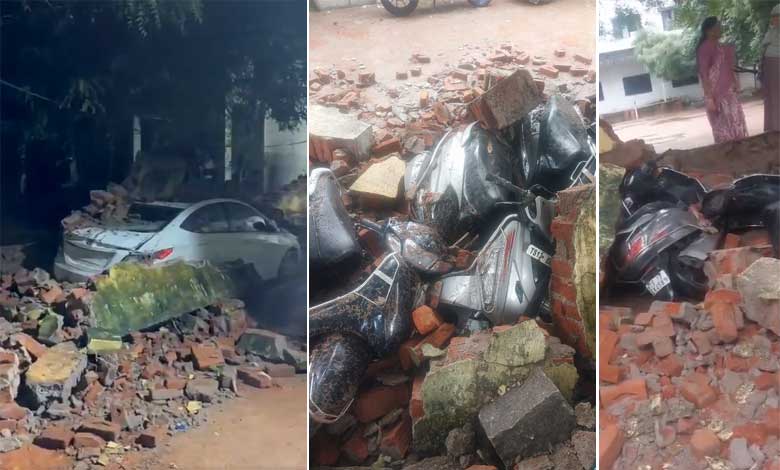 گولکنڈہ کے گرلز اسکول کی دیوار بارش کے باعث منہدم (ویڈیو)