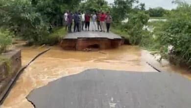 تلنگانہ میں بارش۔سنگاریڈی ضلع میں سڑک بہہ گئی