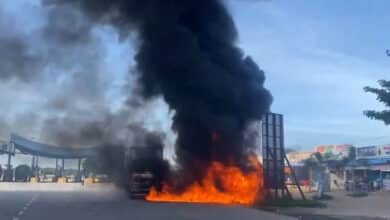 تلنگانہ: کنٹینر میں آگ بھڑک اٹھی