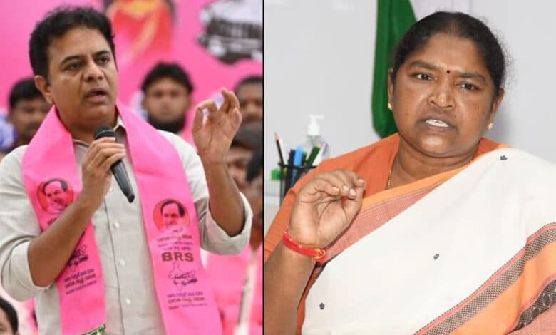 ملٹی پرپز کارکن کی موت کا سیاسی فائدہ اٹھانے کے ٹی راما راو پر تلنگانہ کی وزیرسیتاکا کا الزام