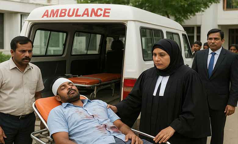ایمبولنس کے قریب پہنچ کر مسلم خاتون جج نے معاملہ کی سماعت کی