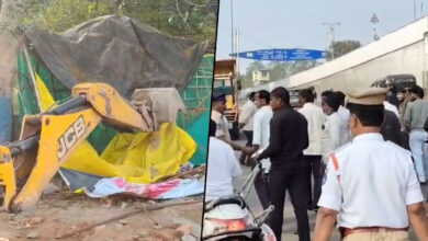 آرام گھر چوراہے پر تجاوزات مہم کے آغاز پر پولیس کی بھاری سیکیورٹی