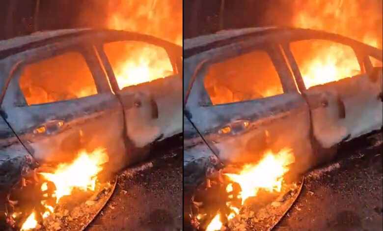 حیدرآباد: چلتی کارشعلہ پوش، ڈرائیور زندہ جھلس کرہلاک