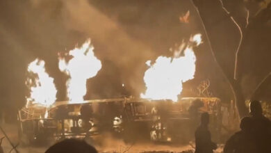 تلنگانہ: محبوب نگر میں ٹینکر اور کنٹینر میں خوفناک تصادم، ایک ڈرائیور زندہ جھلس کرہلاک