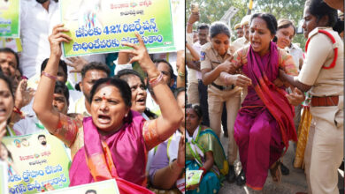 کاماریڈی میں ریل روکو احتجاج — کویتا کی گرفتاری، بی سی ریزرویشن پر بی جے پی کو سخت پیغام