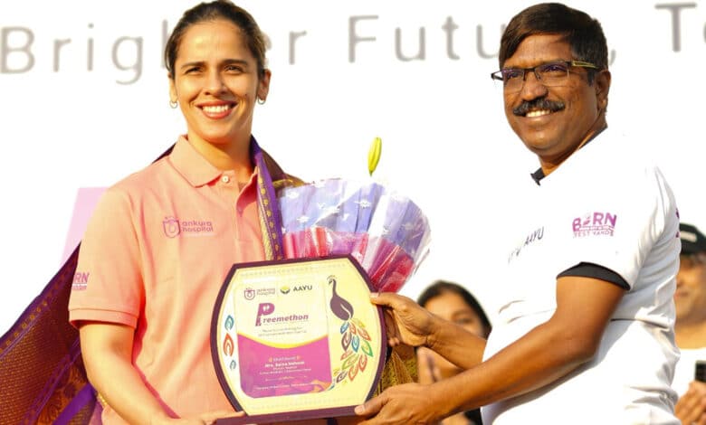 انکُرا ہاسپیٹلز کا پری میتھون 2025 کا آغاز، سائنا نہوال نے حیدرآباد میں واکاتھون کی قیادت کی