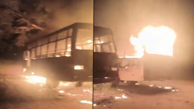 تلنگانہ: دواسکول بسوں کو اشرار نے آگ لگادی