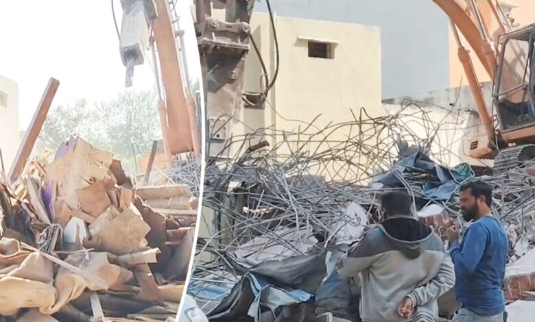 شاستری پورم میں حائیڈرا کی بڑی کارروائی، بم رکن الدولہ لیک بفر زون میں دوبارہ غیر قانونی تعمیرات کا انہدام