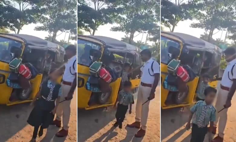 ایک ساتھ 23 اسکولی بچوں کو لے جانے والا آٹو ضبط، پولیس عہدیدار بھی یہ نظارہ دیکھ کر دنگ رہ گئے