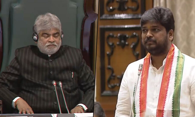 حیدرآباد: کانگریس کے نومنتخب رکن اسمبلی نوین یادو نے پہلی مرتبہ تلنگانہ اسمبلی میں عوامی مسائل اٹھائے