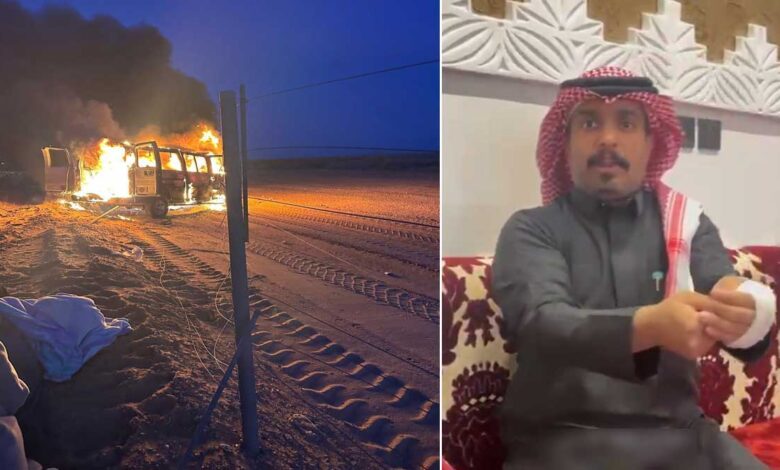 سعودی شہری عبدالسلام الشراری نے بہادری کا مظاہرہ کرتے ہوئے جلتی بس میں پھنسی 6 خواتین ٹیچرز کی جان بچا لی۔