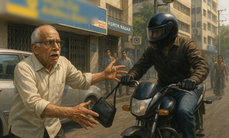 اشوک نگر میں سنسنی خیز واردات, بزرگ شخص کے ہاتھ سے بیگ چھین کر 2.5 لاکھ روپے لے فرار