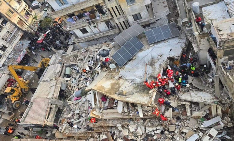 شمالی لبنان میں پانچ منزلہ عمارت منہدم ، دو افراد کی موت