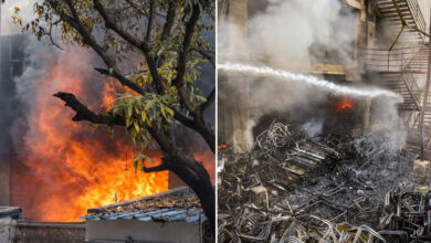 نامپلی میں آتشزدگی واقعہ،بچاو آپریشن جاری، 5 افراد لاپتہ، دھویں سے امدادی کاموں میں رکاوٹ