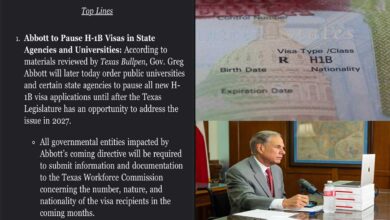 ٹیکساس کے سرکاری اداروں و یونیورسٹی میں H1B ویزے پر نئی درخواست پر پابندی