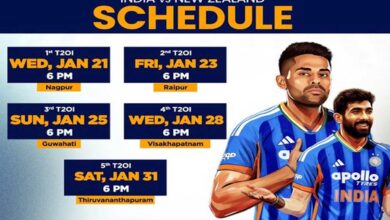 ہندوستان اور نیوزی لینڈ کے درمیان ٹی ٹوئنٹی میچز 21 جنوری سے شروع ہوگے