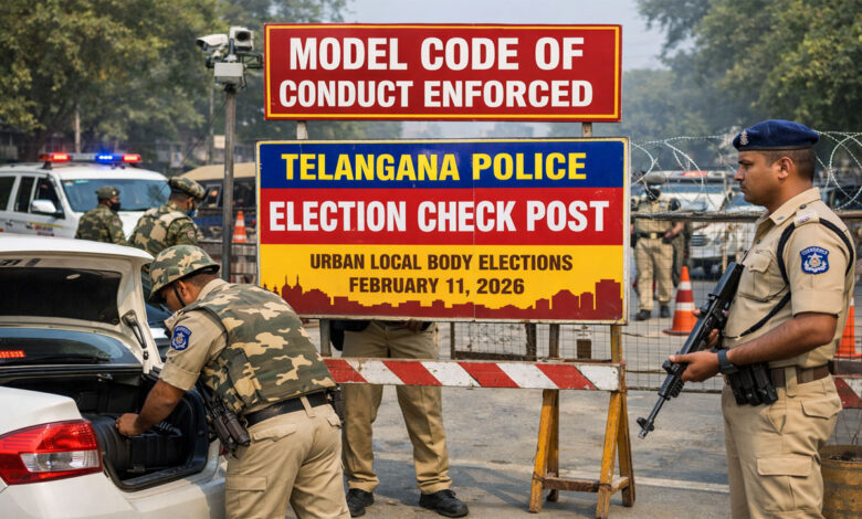 میونسپل انتخابات سے قبل تلنگانہ میں سیکیورٹی سخت, ایم سی سی نافذ