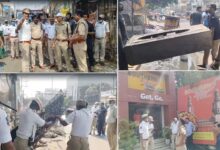 کاچی گوڑہ ٹریفک پولیس کی جانب سے اسپیشل ڈرائیو کا انعقاد اورفٹ پاتھوں سے جھونپڑیوں کو ہٹایا گیا