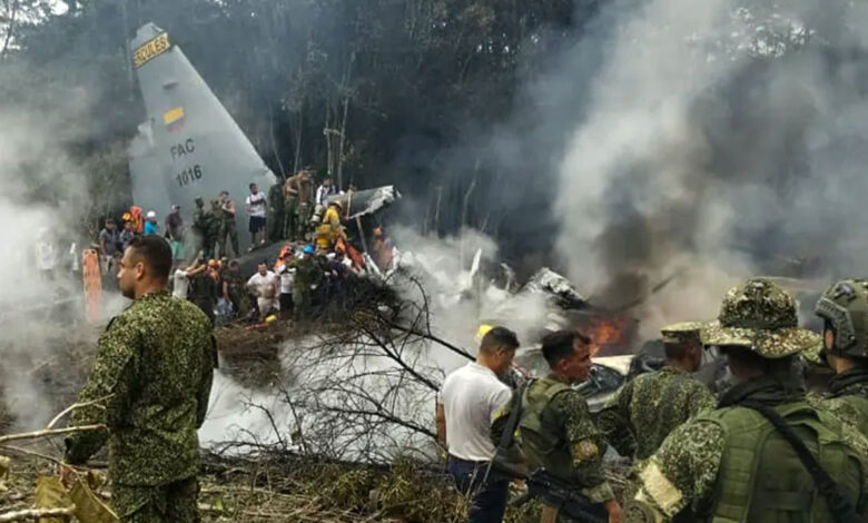 کولمبیا میں فضائیہ کا طیارہ حادثے کا شکار، 80 فوجیوں کی ہلاکت کا خدشہ