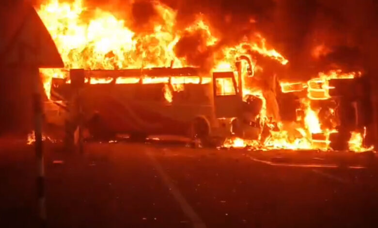 آندھراپردیش کےمارکاپورم میں بس میں آگ لگنے سے کم از کم 10 مسافر ہلاک