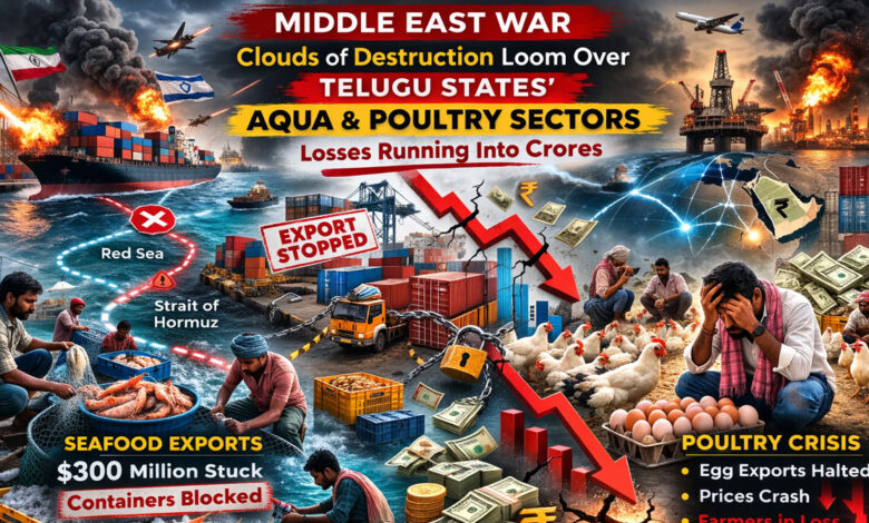 مشرقِ وسطیٰ کی جنگ: تلگو ریاستوں کے ایکوا اور پولٹری سکٹرس پر تباہی کے بادل، کروڑوں کا نقصان