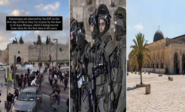 اسرائیل کے ظالمانہ اقدامات کی انتہا، فلسطینیوں کو مسجد اقصیٰ میں نماز عید کی ادائیگی سے روک دیا