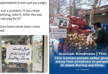 ایران میں دکان پر لگا پیغام انسانیت اور یکجہتی کی علامت