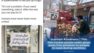 ایران میں دکان پر لگا پیغام انسانیت اور یکجہتی کی علامت