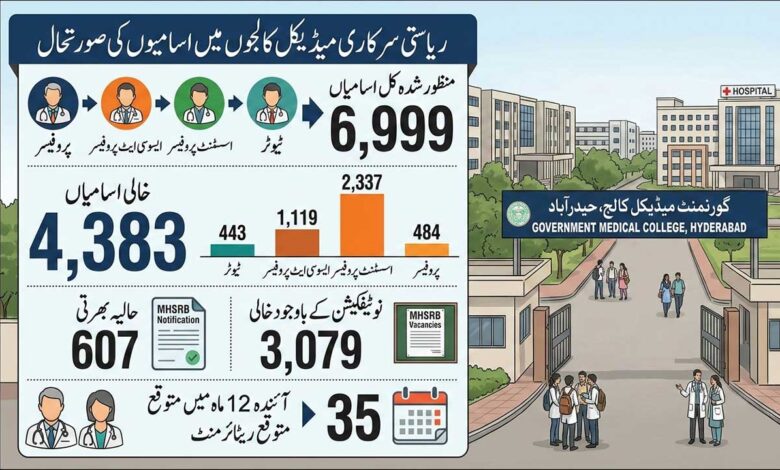 35 میڈیکل کالجوں میں 4,300 جائیدادیں مخلوعہ