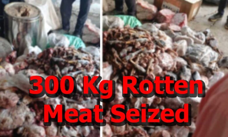 منگل ہاٹ میں غیر صحت بخش اور پرانا گوشت فروخت کرنے والا گرفتار، 300 کلو سڑا ہوا گوشت ضبط