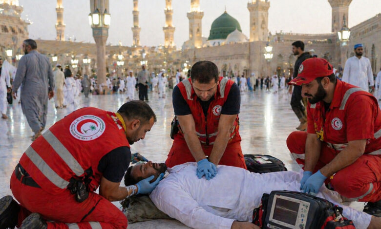 سعودی ہلالِ احمر نے مسجدِ نبویؐ کے صحن میں حاجی کی زندگی بچالی