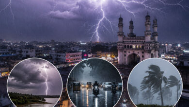 تلنگانہ کے کئی علاقوں میں اگلے 24 گھنٹوں کے دوران گرج چمک اور بجلی گرنے کا امکان: محکمہ موسمیات