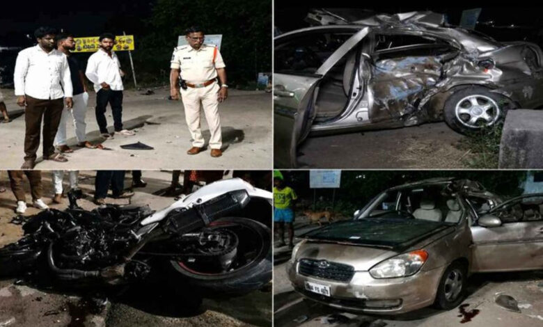تلنگانہ میں کار اور موٹر سائیکل کے تصادم میں پانچ افراد ہلاک