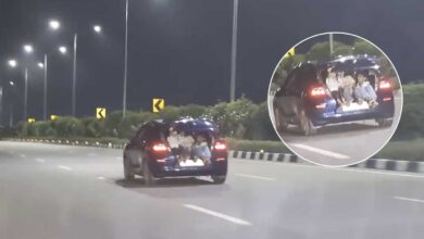 حیدرآباد: آؤٹر رنگ روڈ پر خطرناک سفر، کار کی ڈگی میں بچوں کو بٹھا کر تیز رفتاری سے ڈرائیونگ